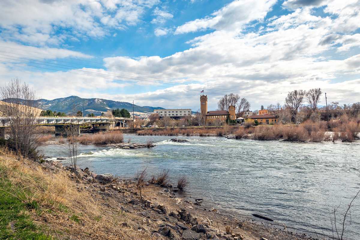 View of the Clark Fork river in Missoula, MT