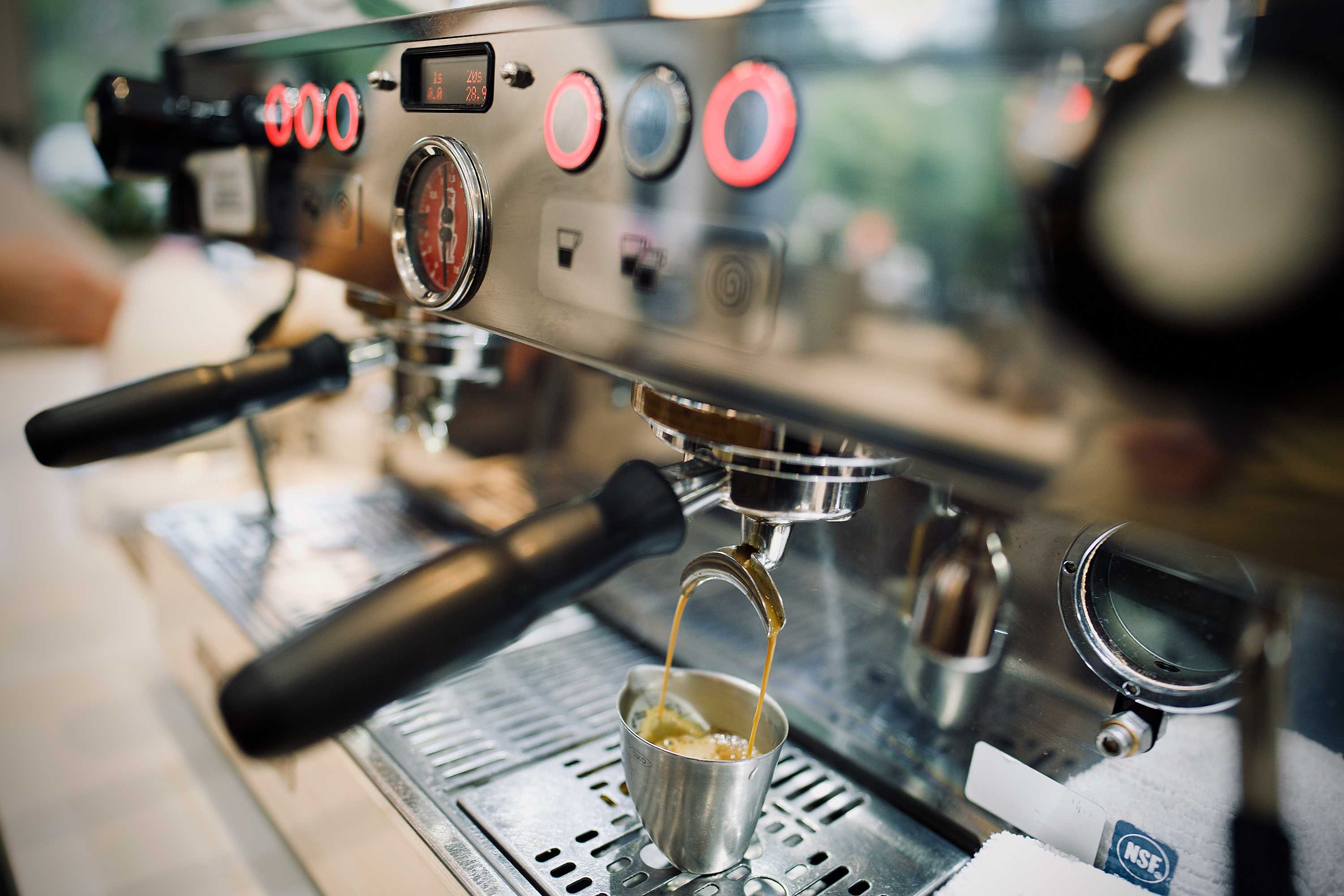Espresso machine making drink